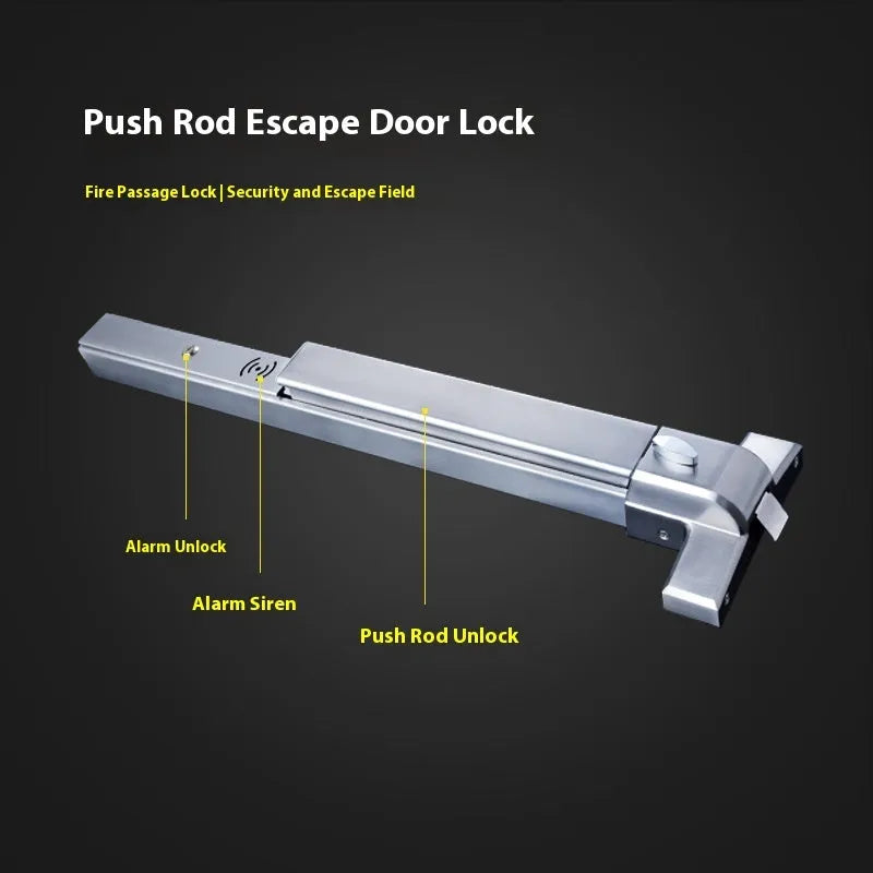 Stainless steel push door lock with external handle for 65cm baked paint single doors.