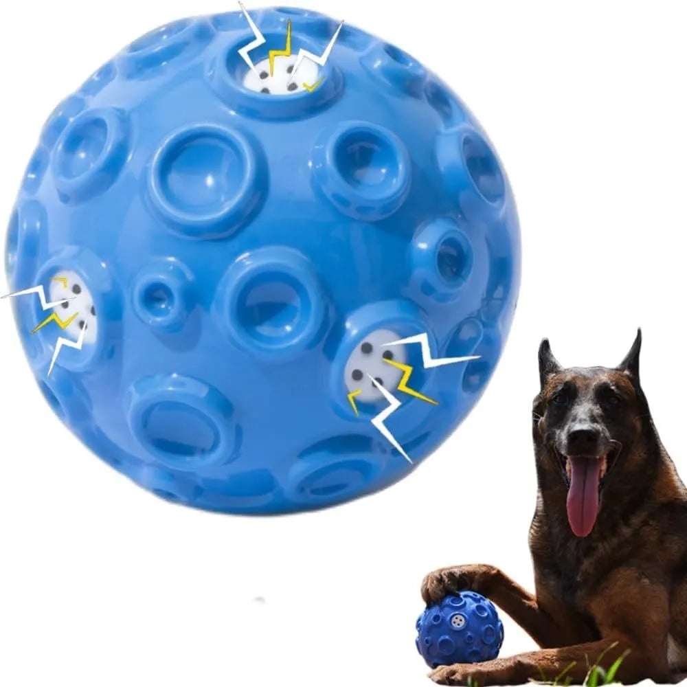 Durable natural rubber dog chew toy ball in assorted colours with a textured surface.