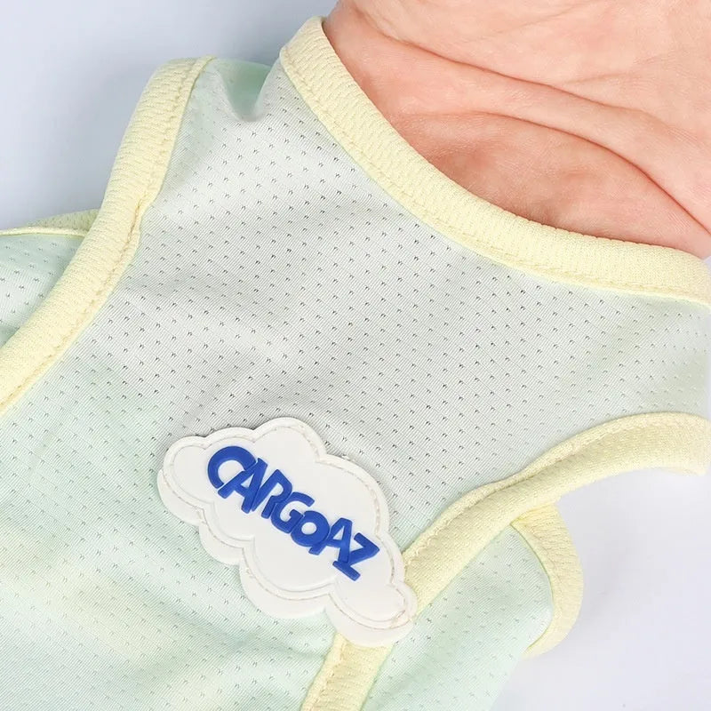 Grass green polyester cat vest with sports style design for summer wear