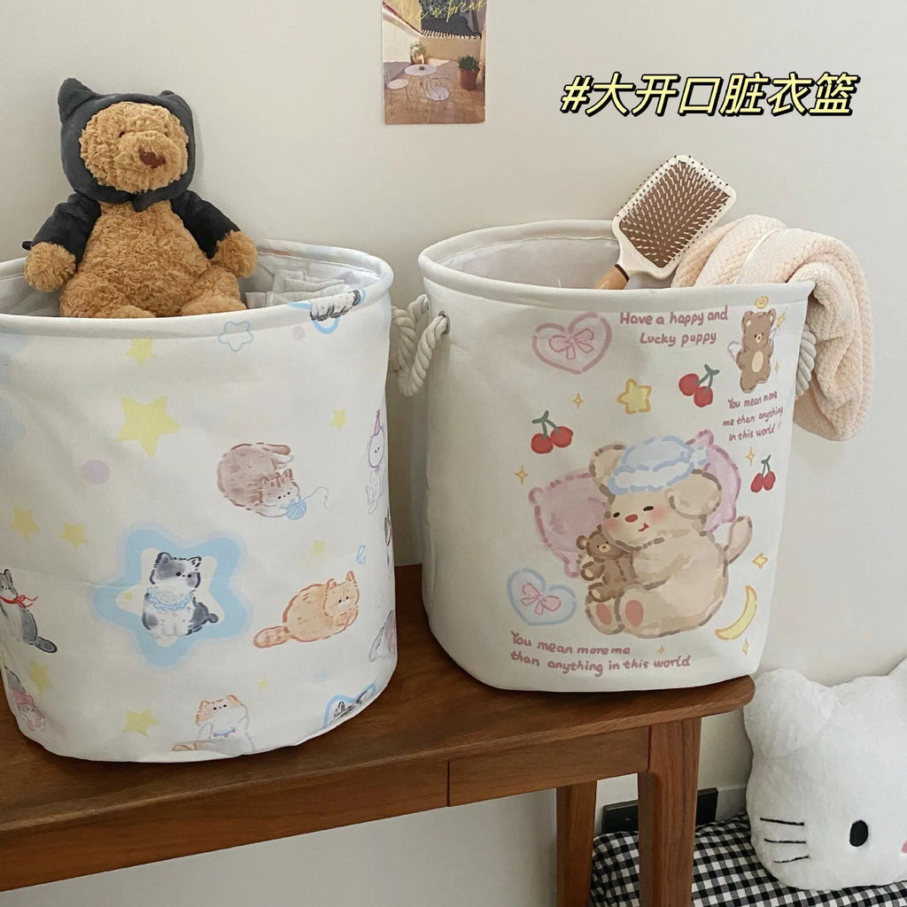 Foldable cotton laundry basket in modern simple style with large capacity for bedroom bathroom storage