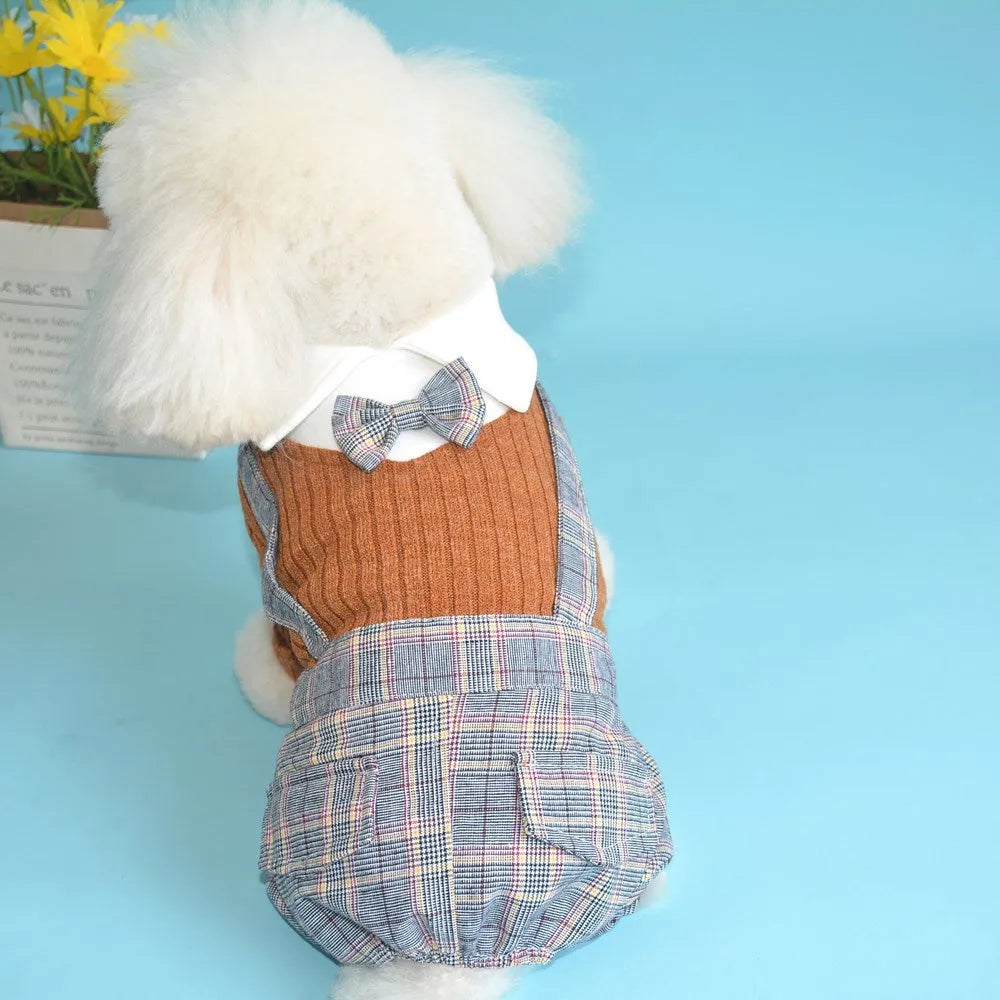 Orange cotton dog shirt for small pets with suit-style design