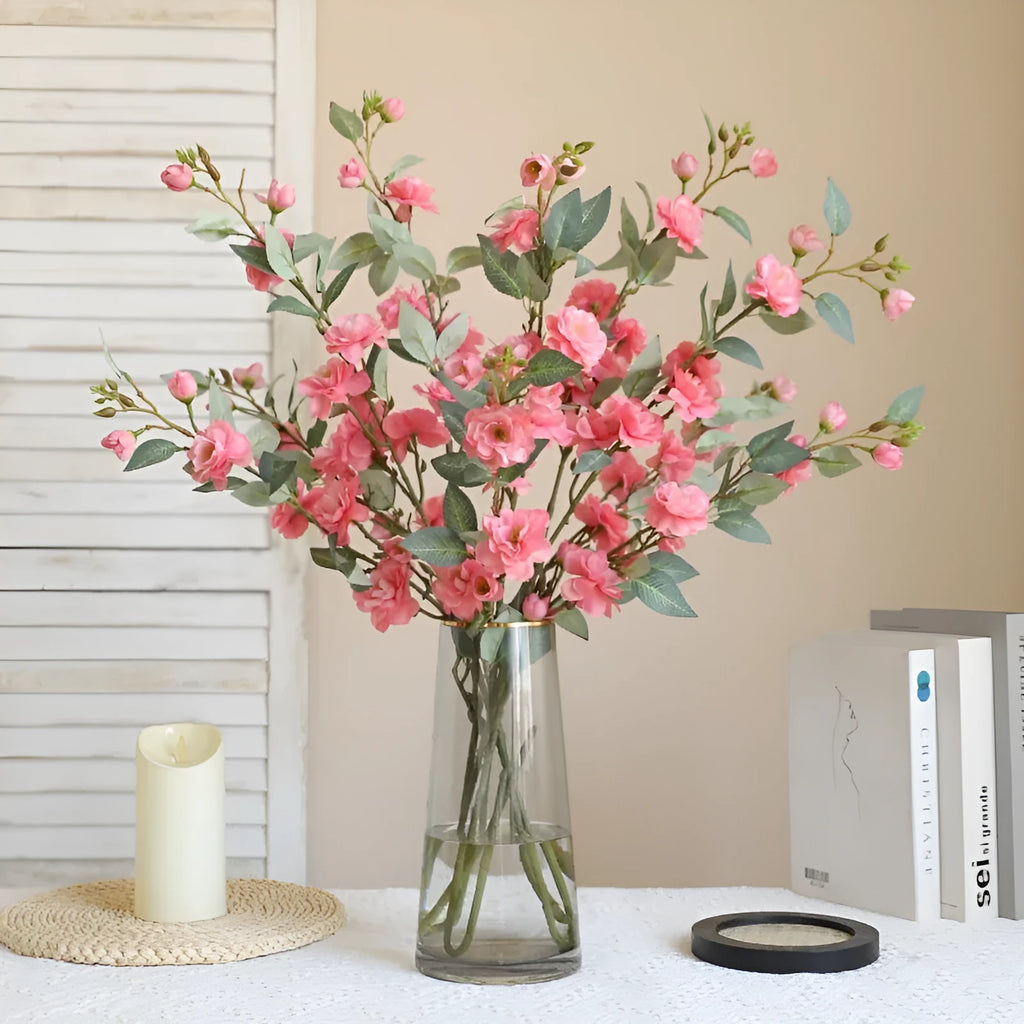 Single artificial silk camellia flower in Chinese retro style, available in four colours for wedding decoration