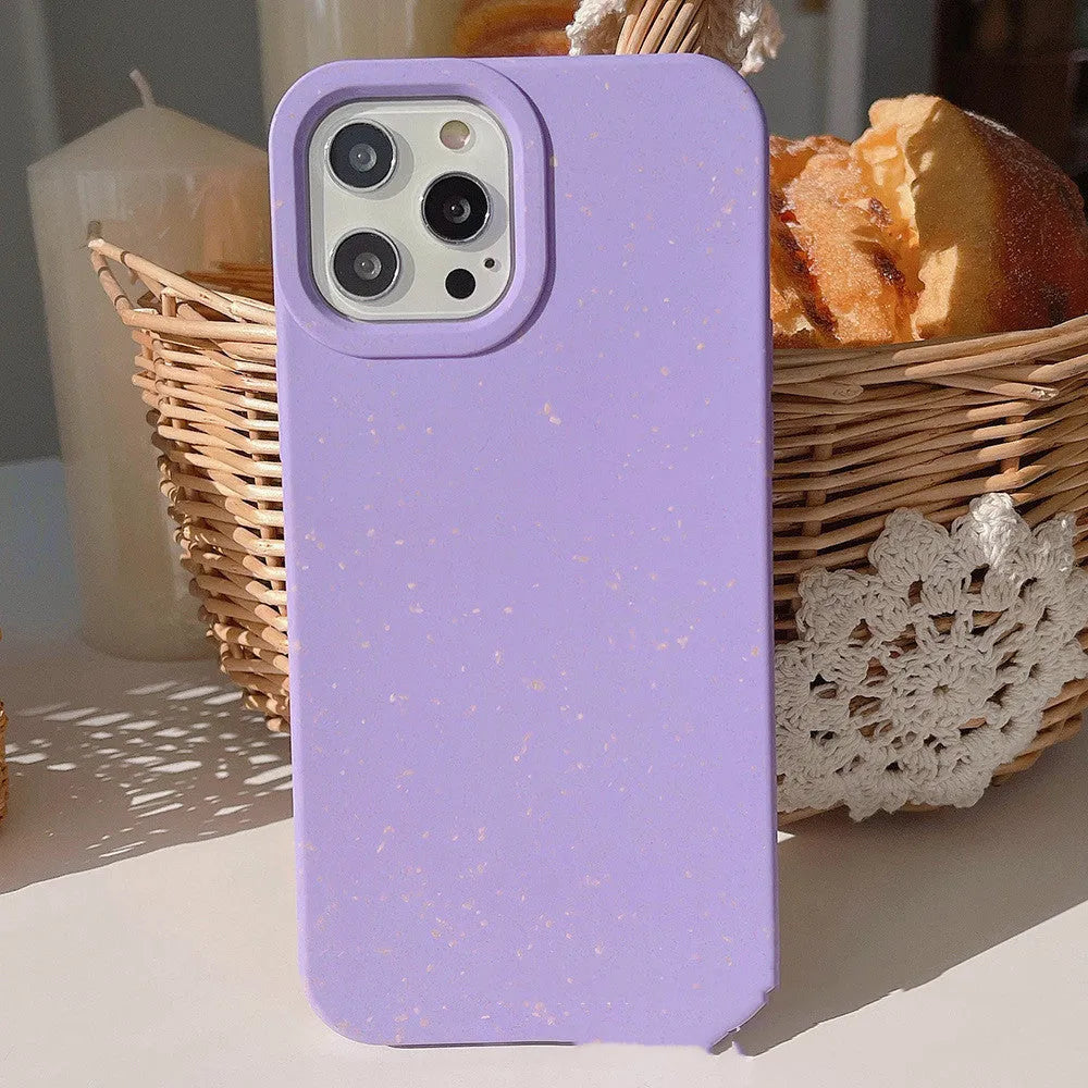 Degradable wheat straw composite phone case for iPhone models showing colour options