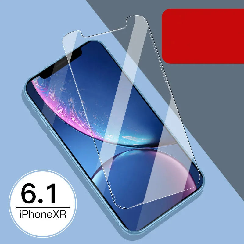 Apple iPhone tempered glass screen protector film for front and rear, showing half-screen design
