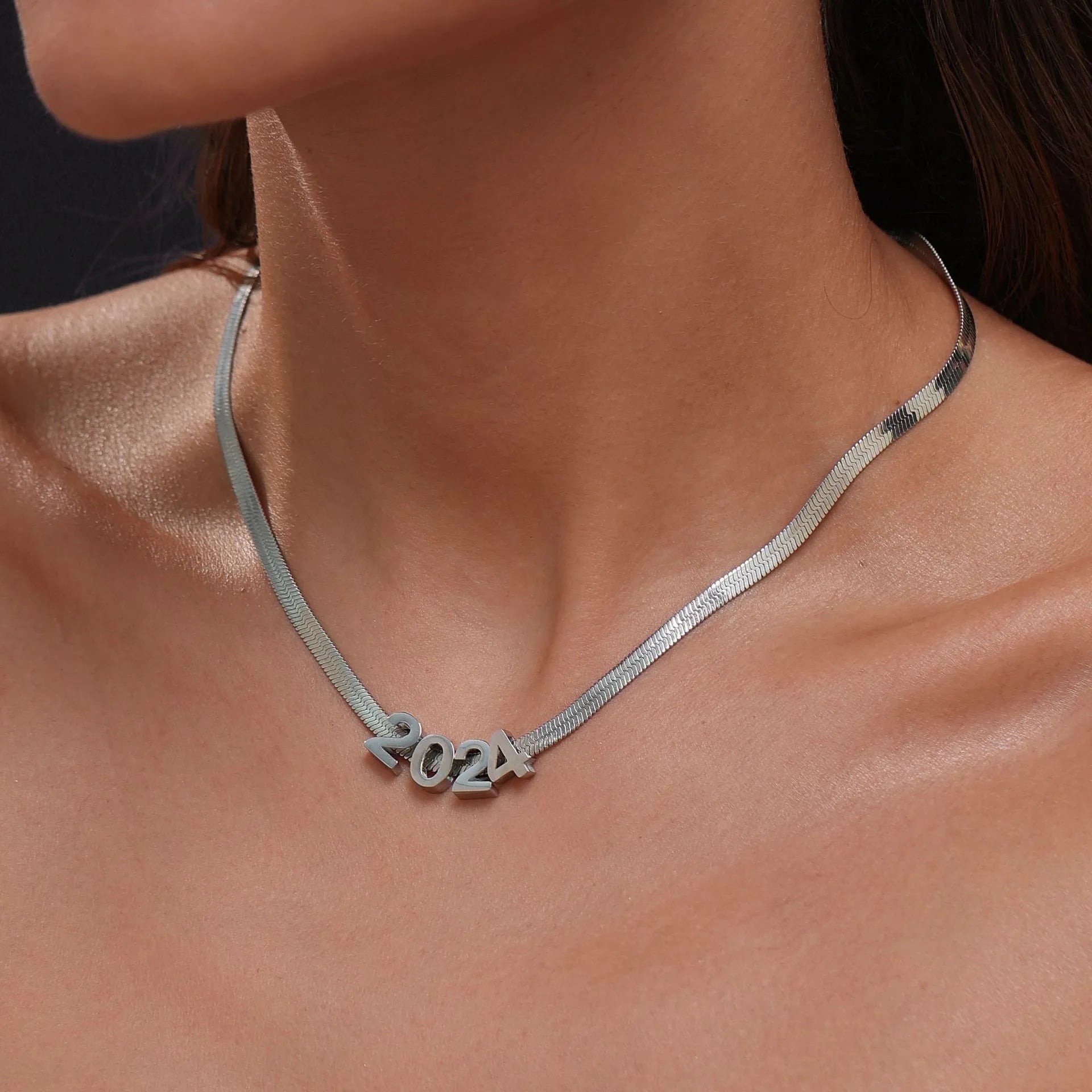 INS Commuter personalisable titanium steel necklace with number and letter pendant options in gold or silver finish