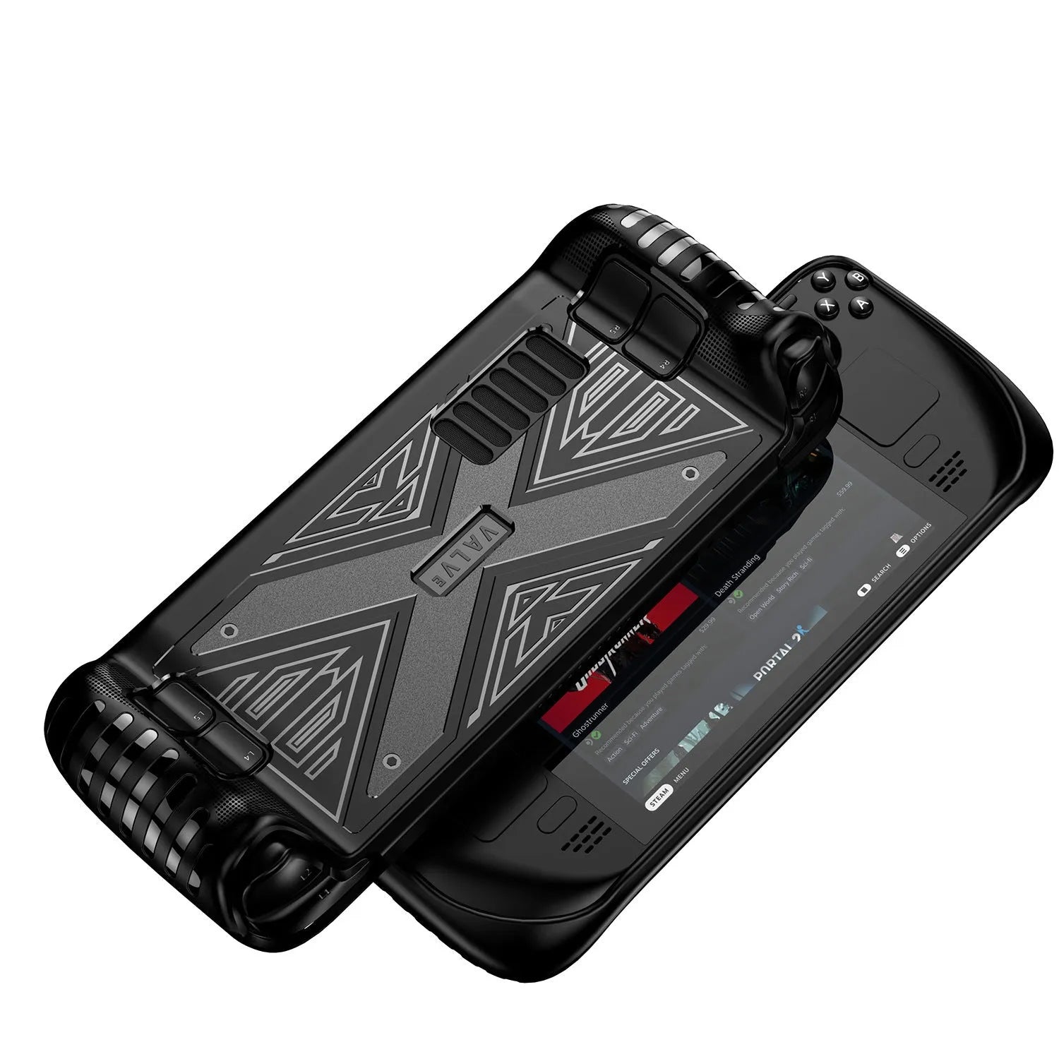 Steam Deck protective silicone soft shell in black, blue, and red colour options