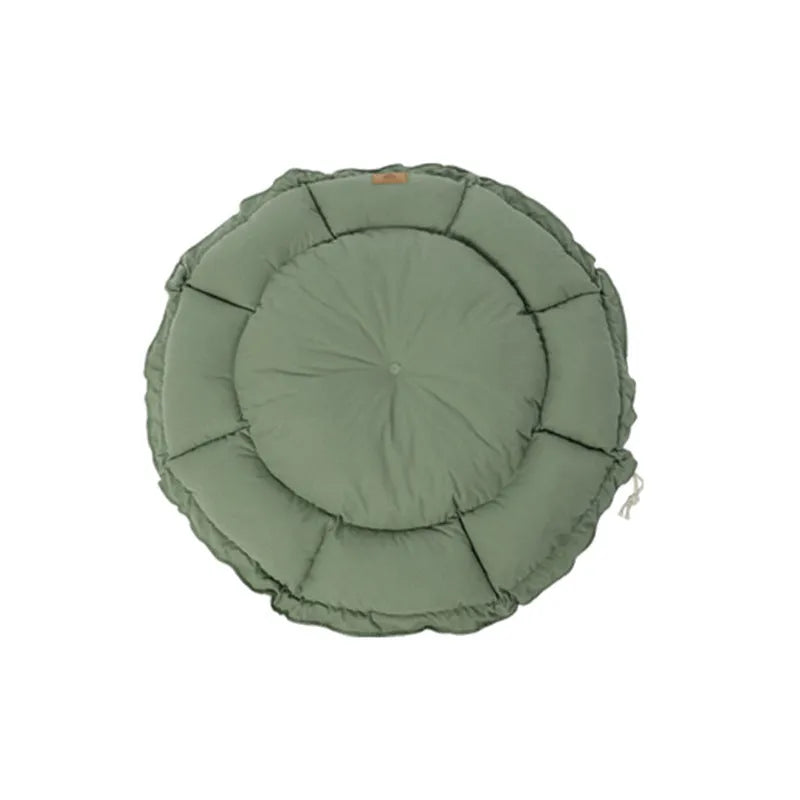 Reversible donut cat bed in grey or green available in three sizes for indoor pets