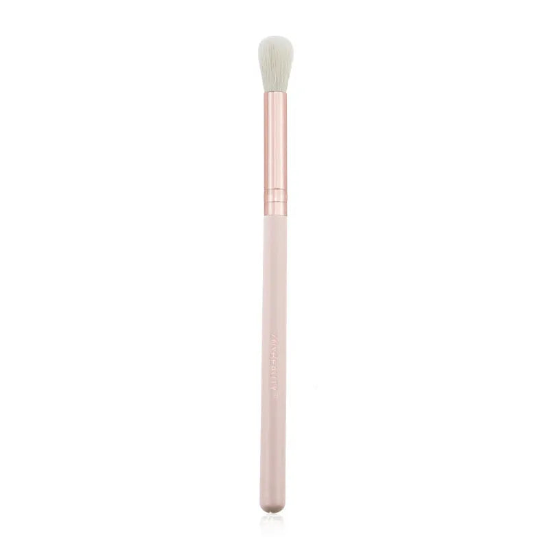 26 pink makeup brushes with wooden handles displayed in a PU storage case.