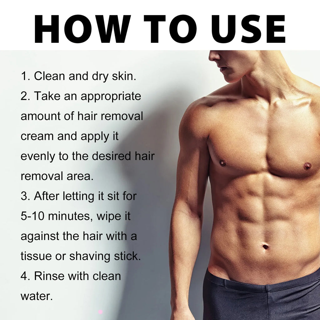 Men's depilatory cream tube for beard, armpit, hand and leg hair removal - 100ml mild formula