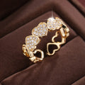 Adjustable heart couple rings in gold and silver colour with geometric design