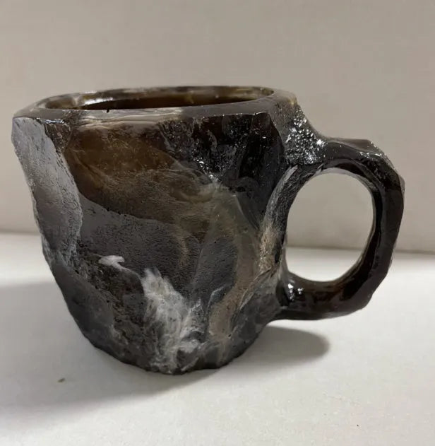 400ml resin coffee mug with handle in a choice of colours including blue, purple, and rock pattern.