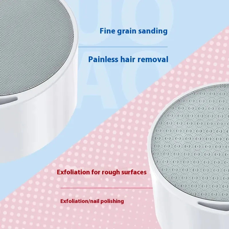 Nano glass 2-in-1 epilator and foot grinder hair removal device with plastic construction