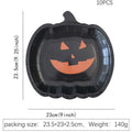 Thickened 9-inch black disposable paper plate with orange pumpkin Halloween design