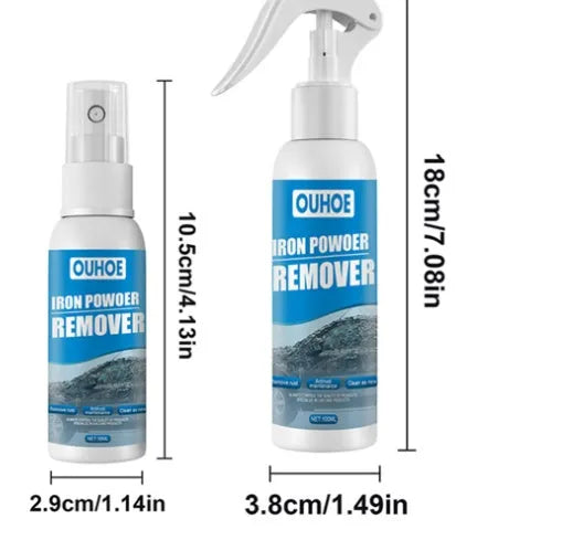 Automotive rust remover spray kit with spray bottle and blue sponge or towel applicator