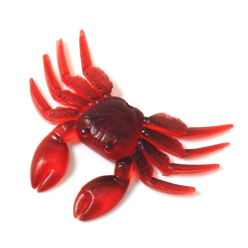 8cm brown and red PVC soft plastic crab fishing lure on a white background