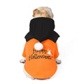 Halloween pumpkin two-piece dog clothes set in orange cotton with separate shawl, sizes S to XXL