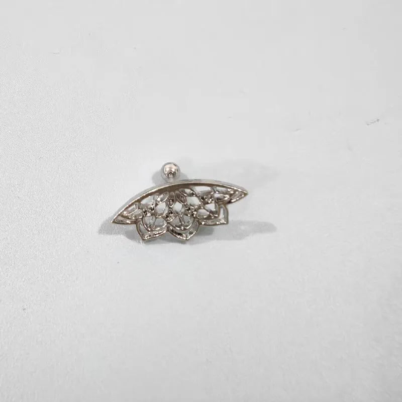Spider web geometric mesh design stud earrings in gold and silver electroplated finishes