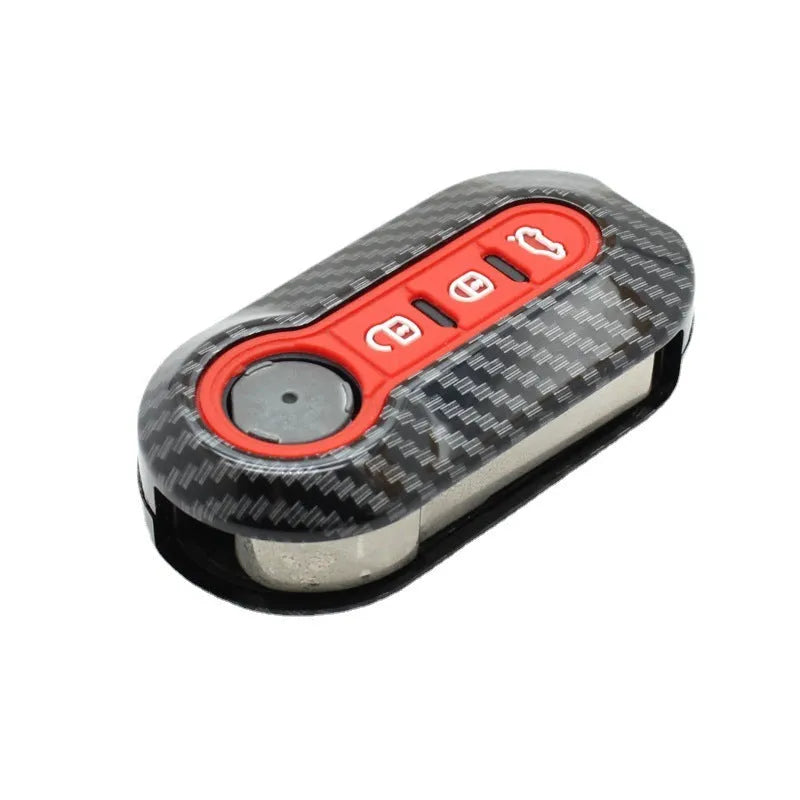 Fiat 500 remote key replacement shell with carbon fibre pattern in ABS plastic