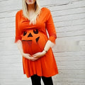 Orange cotton maternity dress for Halloween and seasonal pregnancy wear