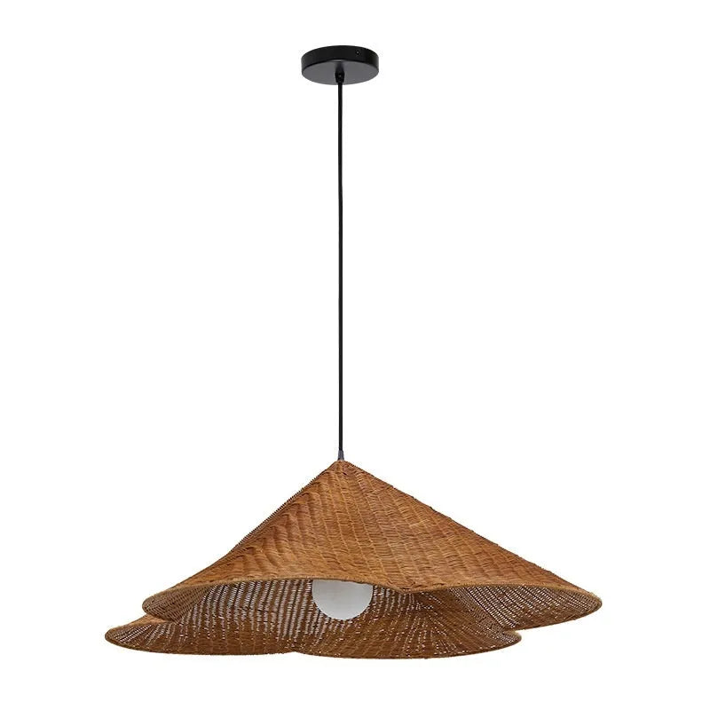 Rattan-weaved ceiling lamp with natural weave pattern, 50cm diameter option
