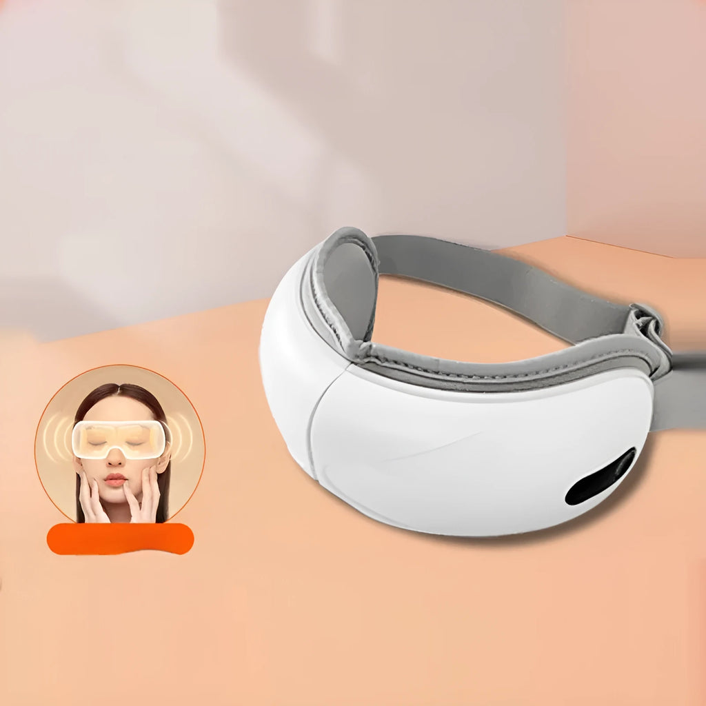 White rechargeable airbag massage hot compress eye massager with charging cable