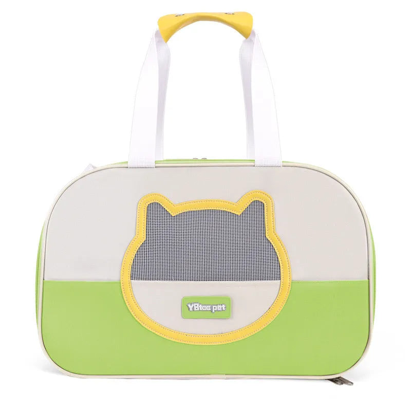 Blue foldable outdoor cat school backpack made of Oxford cloth for pet transport