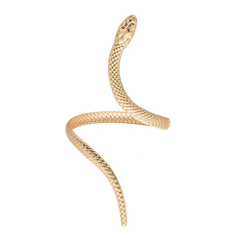 Exaggerated twisted winding snake design ring and bracelet jewellery set in gold or silver electroplated finish
