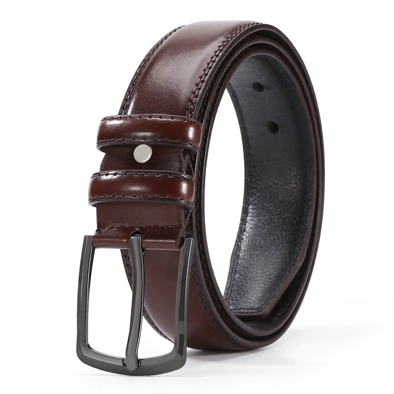 Men's business belt with alloy pin buckle and imitation leather strap in black elephant pattern, 120cm length