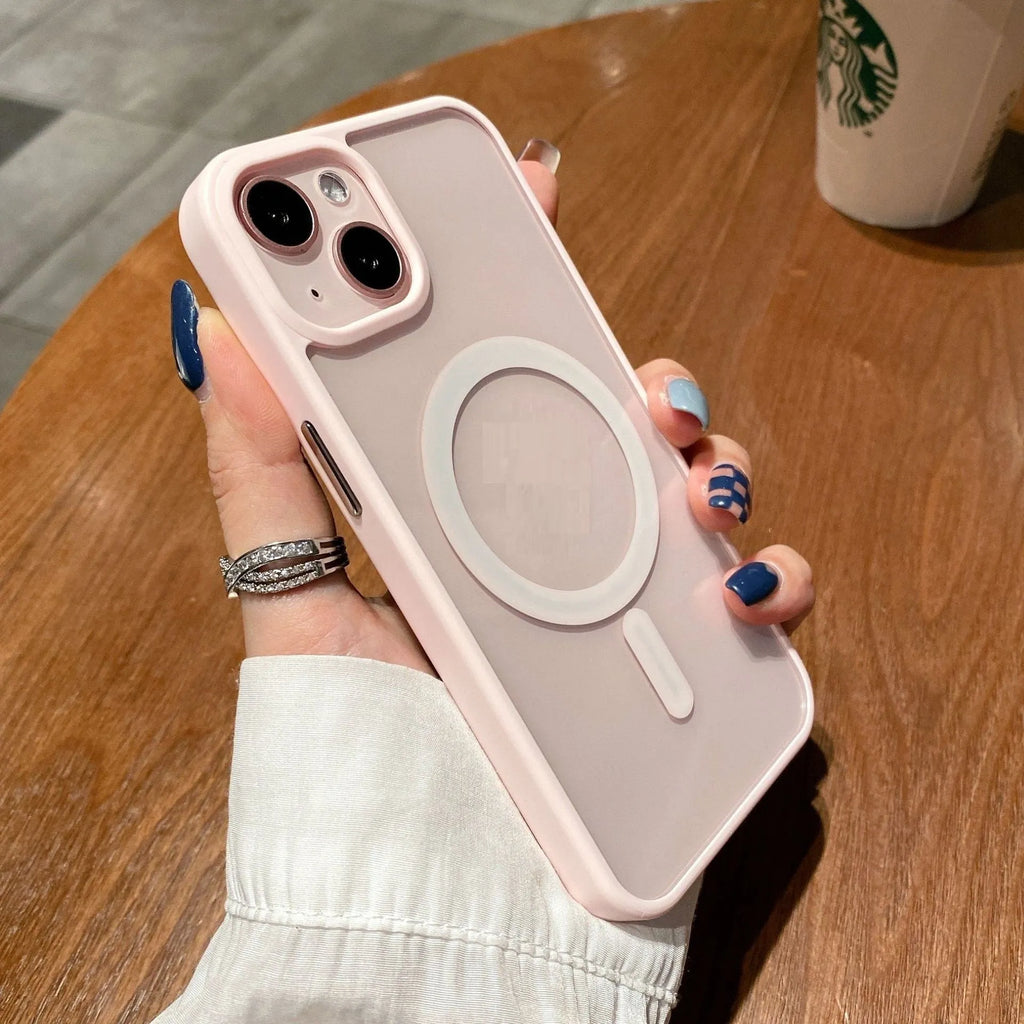 Transparent acrylic MagSafe phone case with TPU bumper for iPhone 12 13 series in five colours