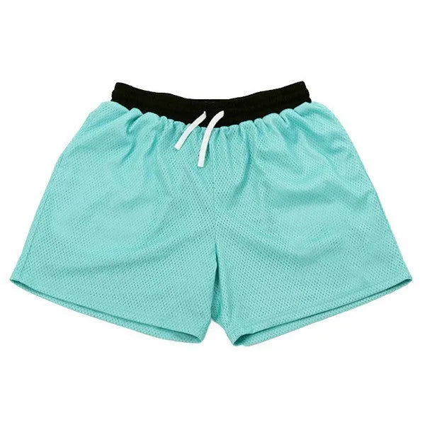 Man's black mesh quick-drying athletic shorts for summer running and fitness.