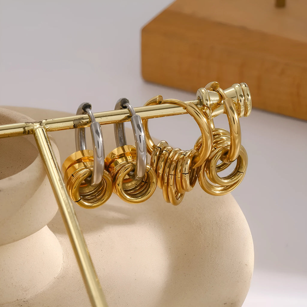 Stainless steel electroplated earrings in Ins style for unisex wear