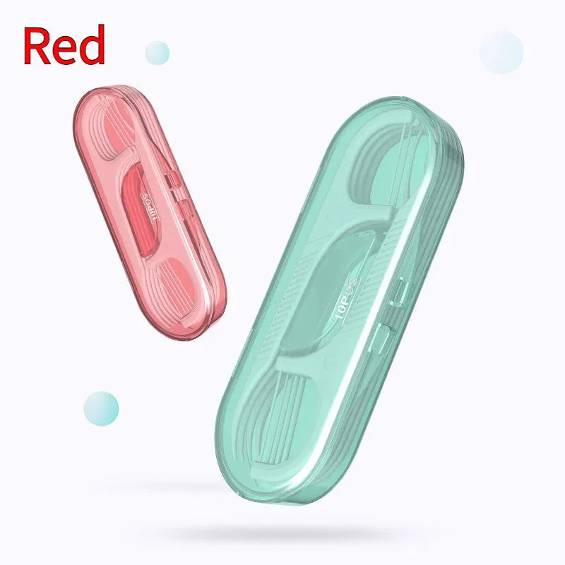 Disposable dental floss in plastic packaging with multiple style options and 100 or 108 pieces per bag