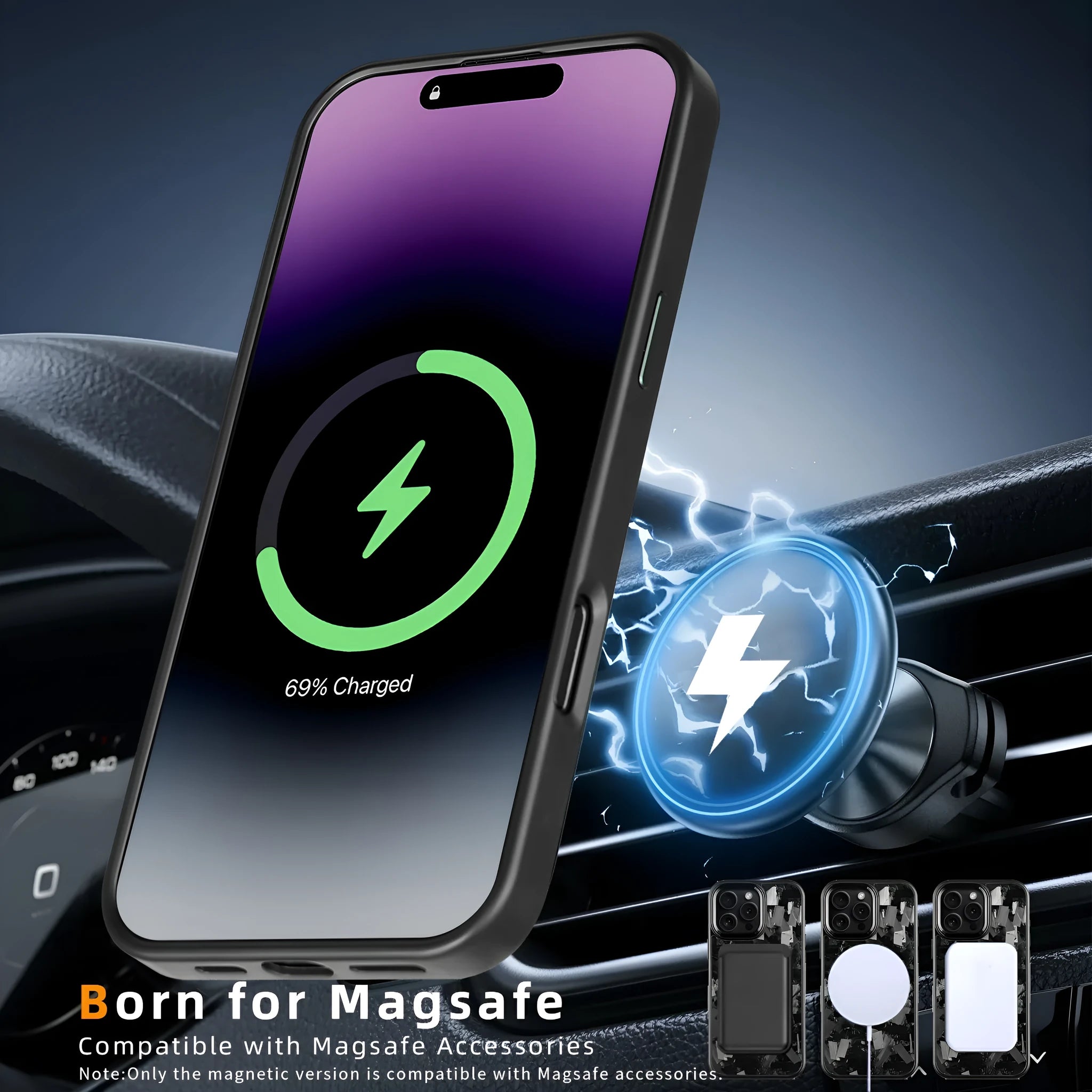 Metal frame forged pattern carbon fibre iPhone 17 protective case with magnetic attachment in black frame blue gold colour
