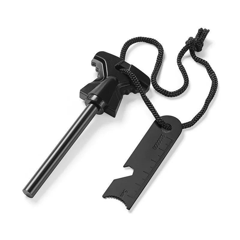 Butterfly-shaped outdoor firestone survival tool with stainless steel doctor blade and bottle opener