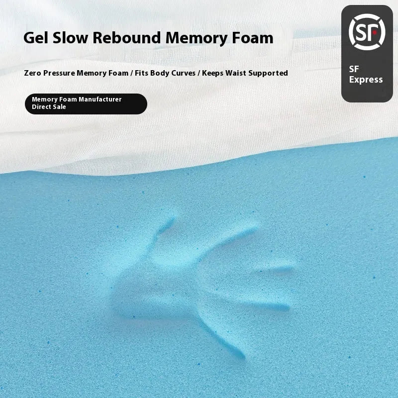 Gel memory cotton thin slow rebound tatami mat with regenerated cellulose fiber cover and artificial latex core in multiple sizes