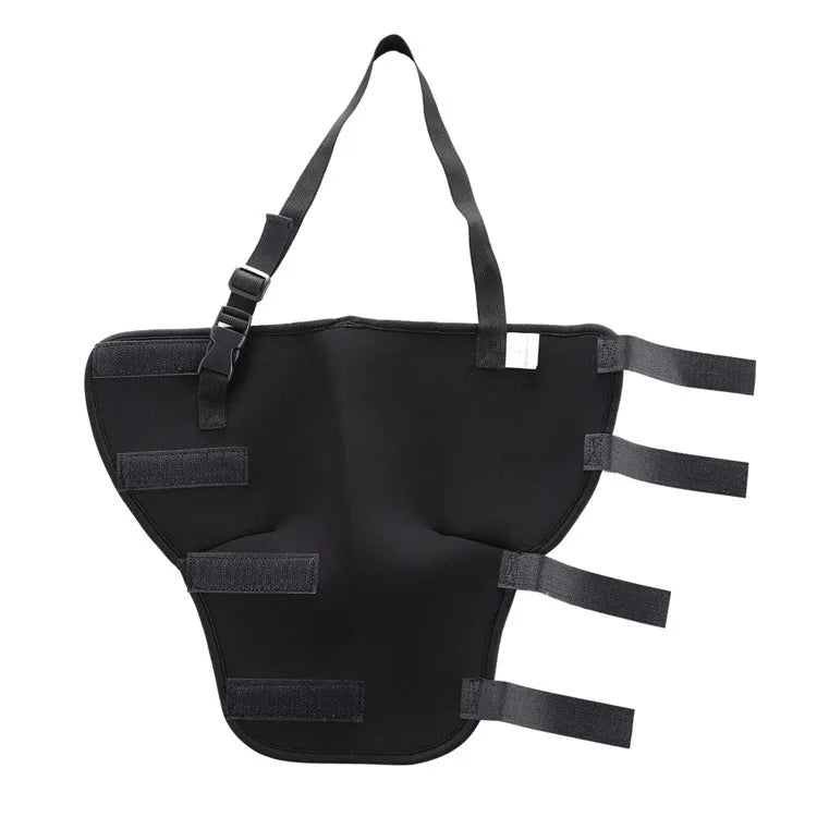 Pet leg rehabilitation foot support in black SBR material with adjustable wrap design