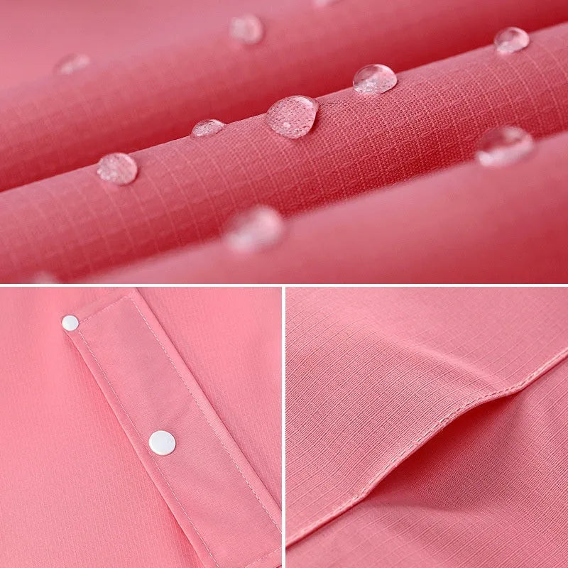 Double-layer riding raincoat and pants set in cherry blossom pink for adults