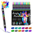 Set of double-headed acrylic marker pens showing broad and fine tips, in assorted opaque colours.