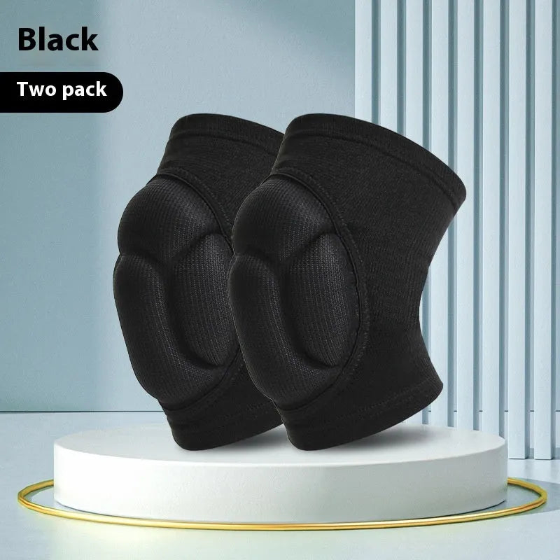 Thick sponge kneepad protection for volleyball dance hiking sports in black and blue colours