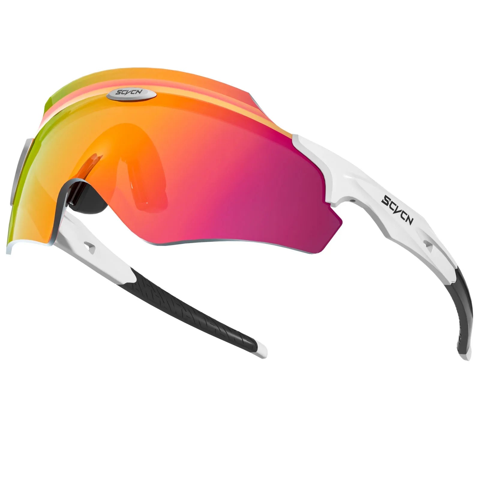 Athletic sports glasses with integrated colourful lens in frameless windproof design for cycling and running