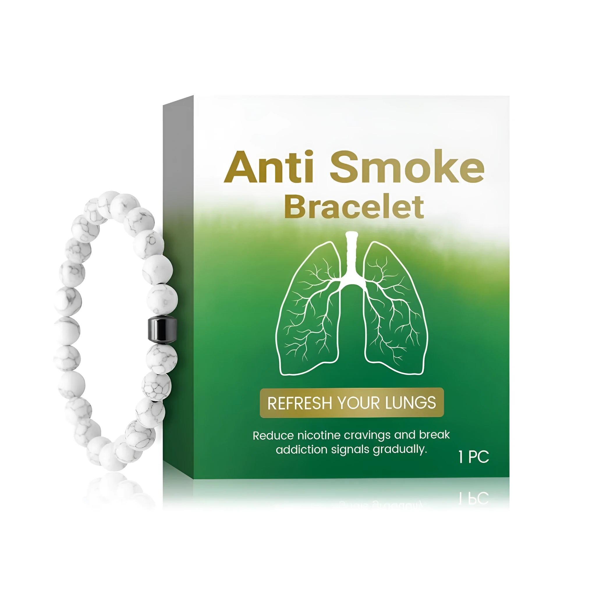 Women's synthetic turquoise smoke prevention bracelet with adjustable closure