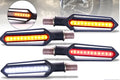 Set of four motorcycle turn signal lights with word streamer mode, 10mm bolt mount, blister card packaging