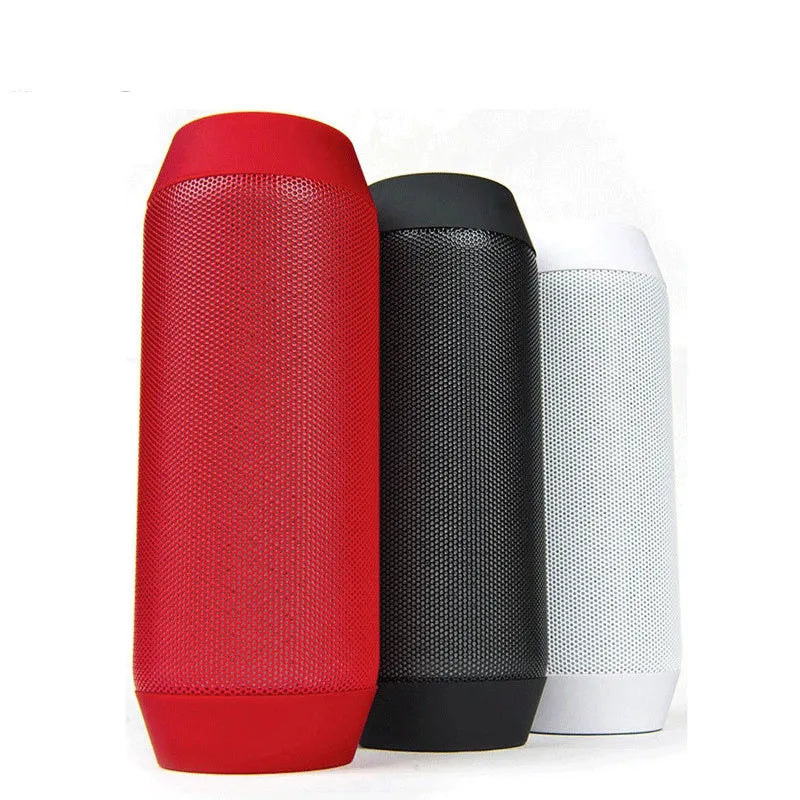 Mini black and white Bluetooth speaker with multicolour LED lights showing 360° sound design
