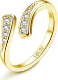 Alloy geometric toe ring with 0.5mm thick 14K gold plating in rhinestone design