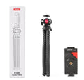 Black octopus-style flexible phone tripod with mobile clip on aluminium stand