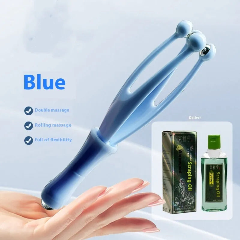 Finger massager multifunctional hand joint roller with steel balls in blue and white