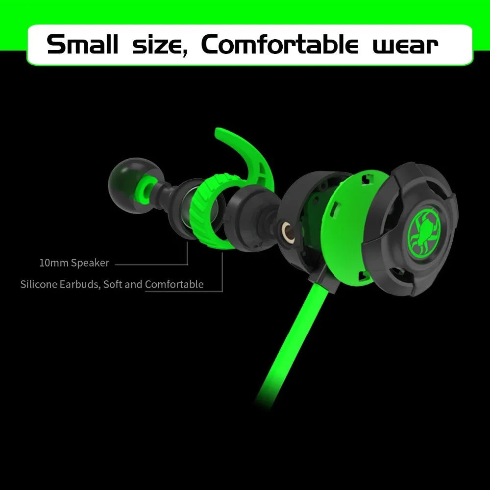 Shuangmai wired in-ear gaming headset with 1.5 metre cable in black, green, and red colour options