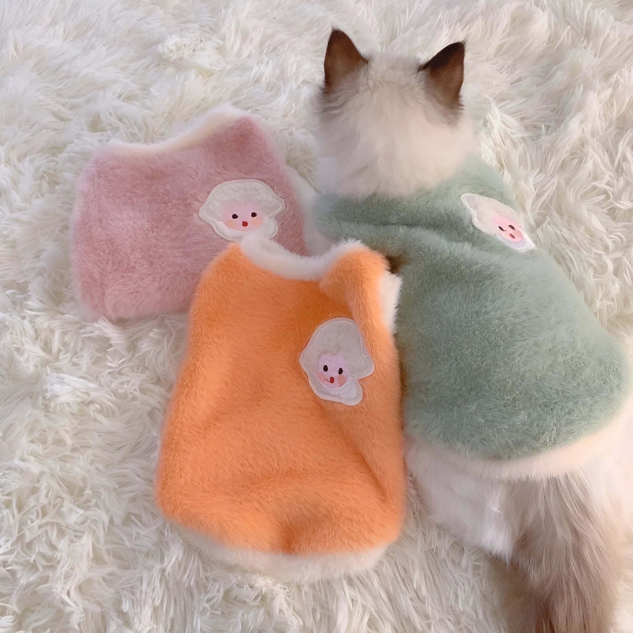 Winter pet warm plush acrylic knit sweater for dogs and cats, available in multiple colours and sizes XS to XL