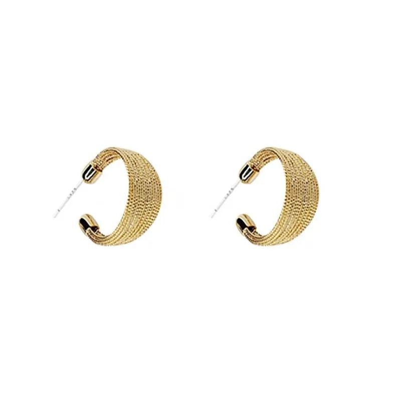 Geometric multi-layer bracelet design earrings in copper with electroplated silver or gold finish