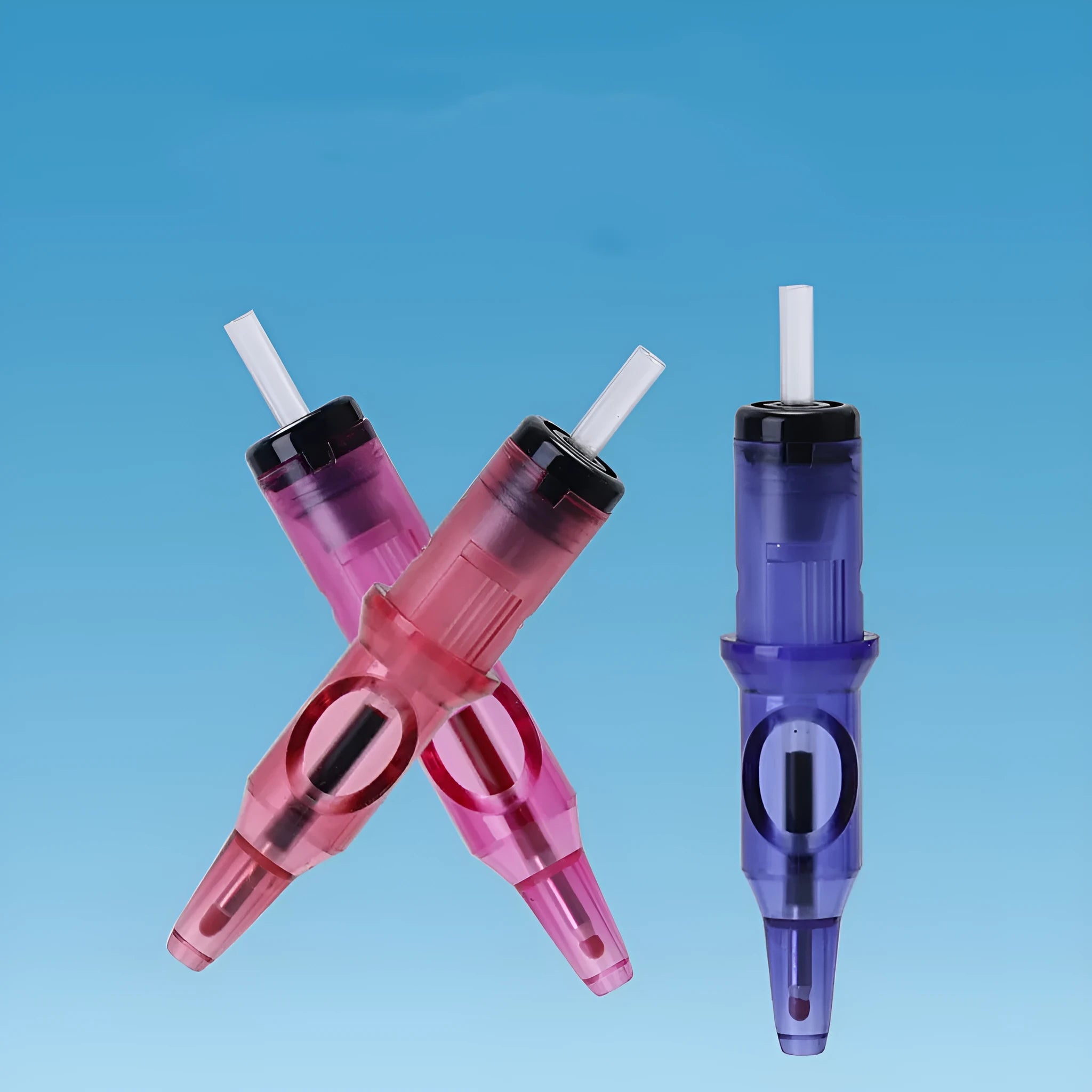 Tattoo integrated needle drawing tool with ballpoint pen tip, 16.5cm length, available in black, blue, red, pink, green colours
